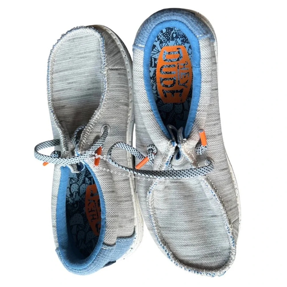 Hey Dude Wally Toddler Jersey Grey Blue Slip On Loafers Shoes K10